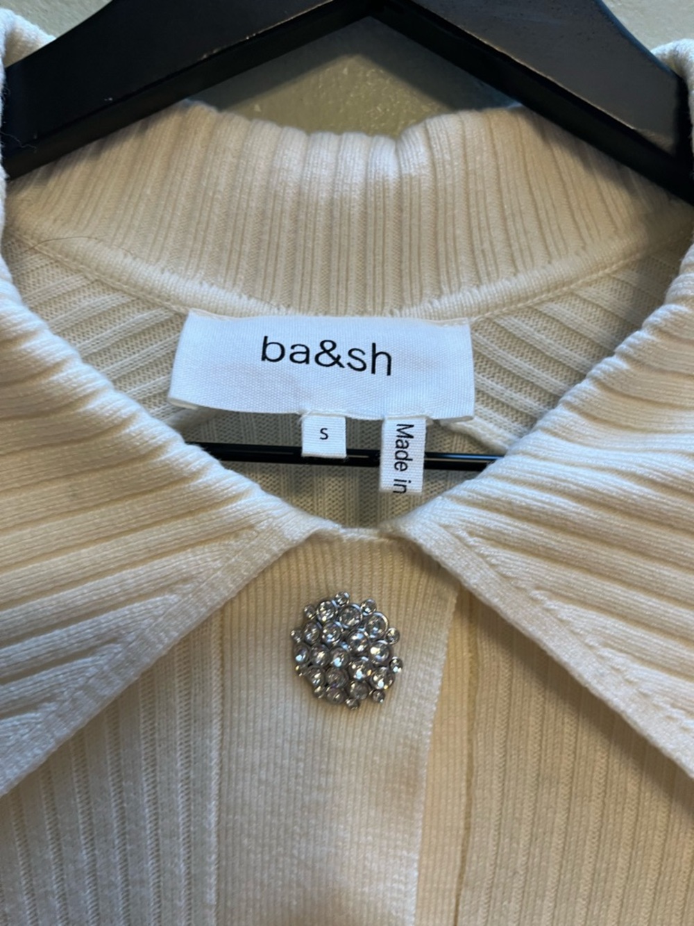 Ba&sh Wool Rhinestone Button Sweater size small - Picture 9 of 13